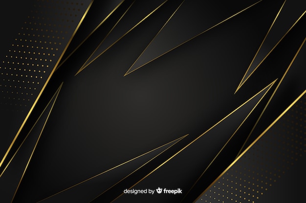 Dark background with golden abstract shapes Vector | Free Download