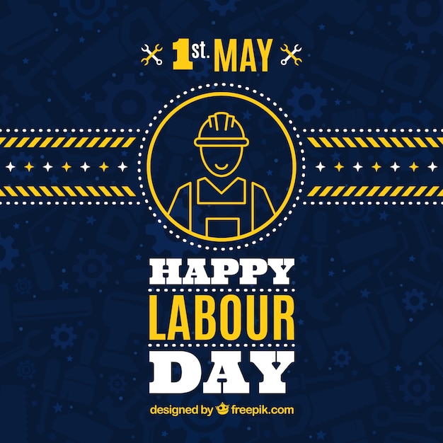 Dark blue background with yellow details for worker's day Free Vector Dark blue background with yellow details for worker's day Free Vector