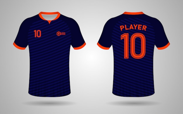 Premium Vector Dark Blue And Orange Color Football Kit Design Template