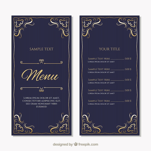 Free Vector | Dark blue restaurant menu template