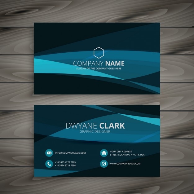 Free Vector | Dark blue waves business card