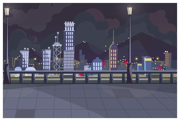 Free Vector | Dark cityscape with switched on lights illustration