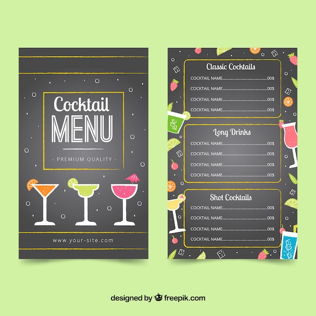 Free Vector Dark Cocktail Menu Template