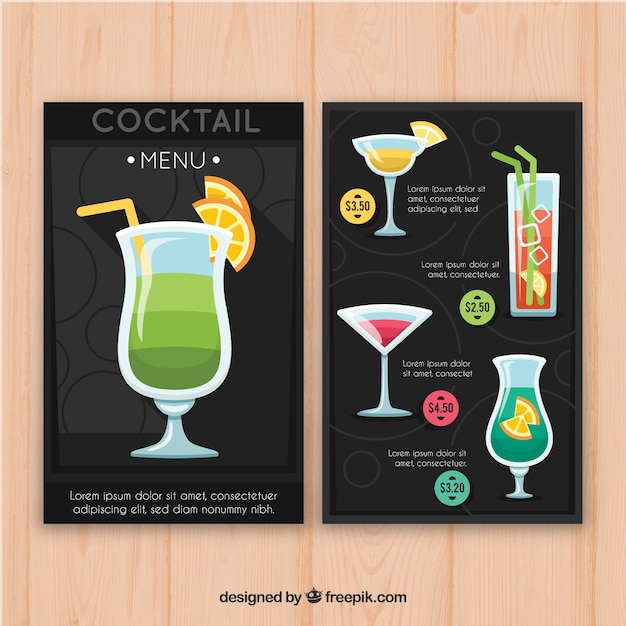 Free Vector | Dark cocktail menu template