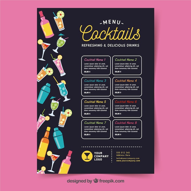 Free Vector | Dark creative cocktail menu design