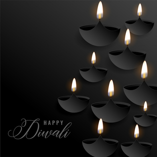 Dark diwali background with floating\
diyas