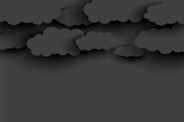 Papercutスタイルの暗い灰色の雲の背景 無料のベクター