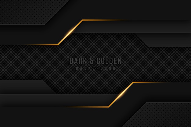 Premium Vector Dark Paper Layers Wallpaper With Gold Details