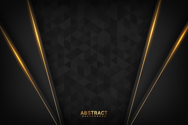 Dark Premium Background With Luxury Dark Golden Geometric Elements