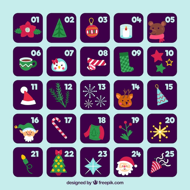 Dark purple advent calendar Vector Free Download