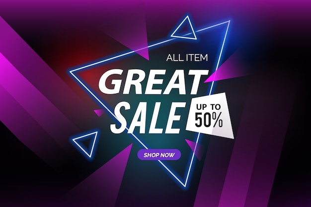 Dark sales background and polygonal shapes Free Vector