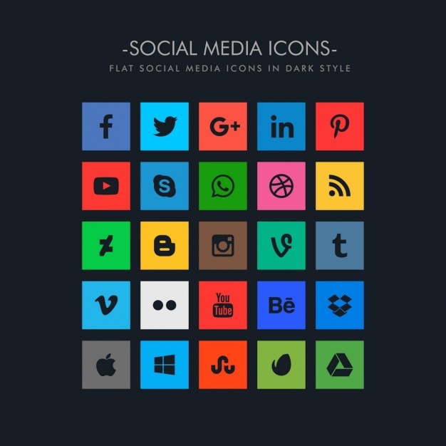 Dark social media icons Vector | Free Download