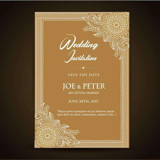 Free Vector | Dark wedding invitation template