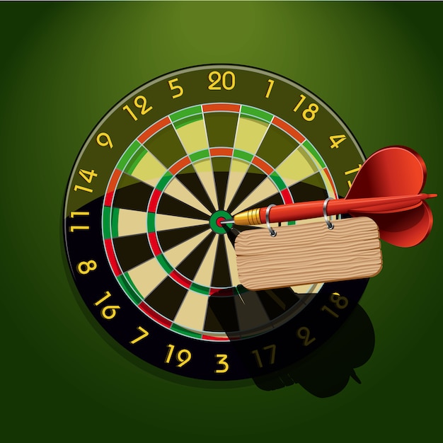 Dartboard with dart and blank table Premium Vector