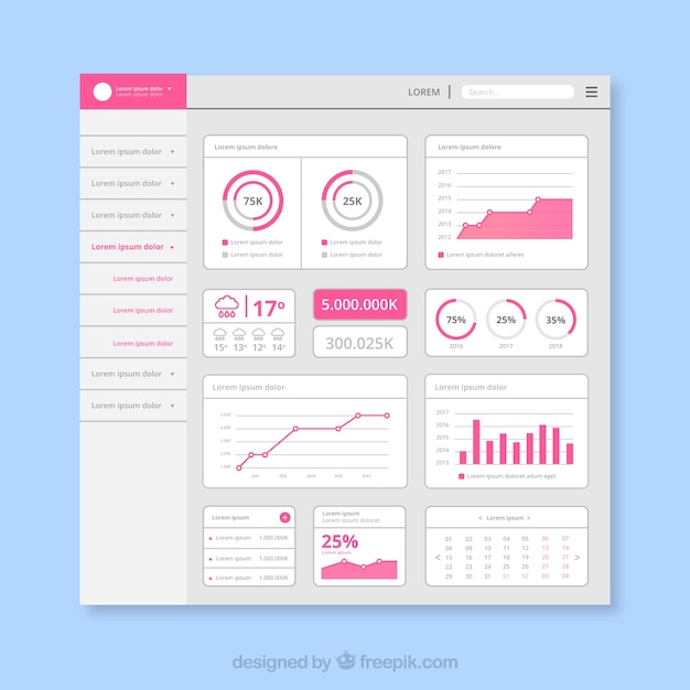 Free Vector Dashboard Admin Panel Template With Flat Design Vrogue