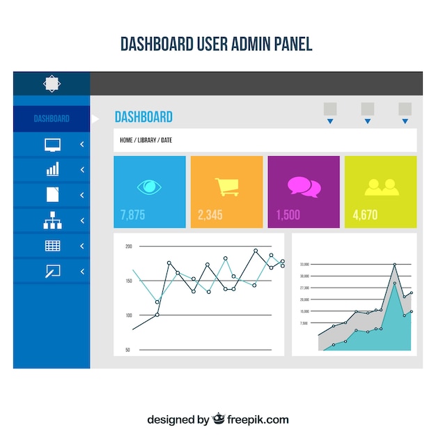 Free Vector Dashboard Admin Panel With Flat Design Vrogue