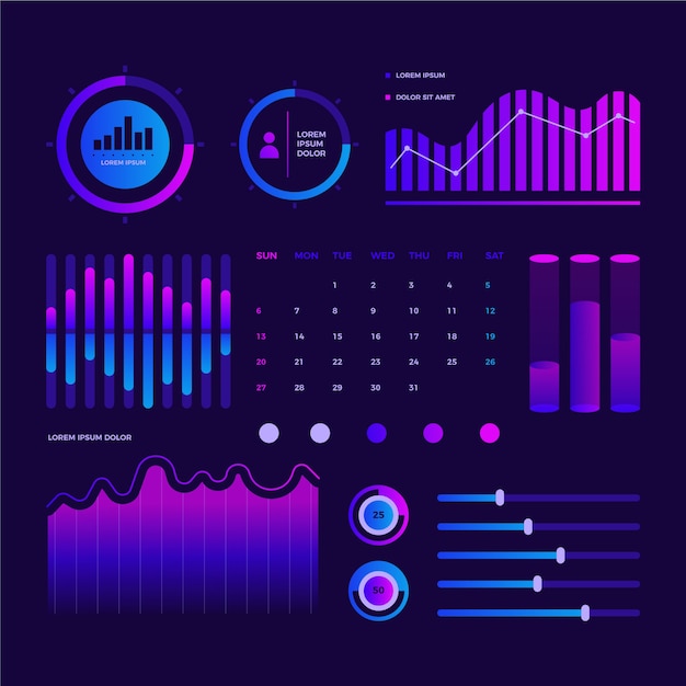 Free Vector | Dashboard element pack template