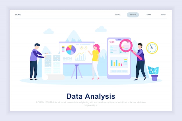 Premium Vector | Data analysis modern flat landing page