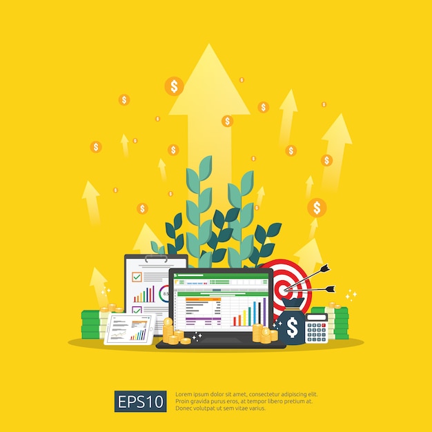 Data analysis on screen Premium Vector