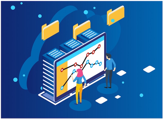 Data analysis and statistics concept. Premium Vector