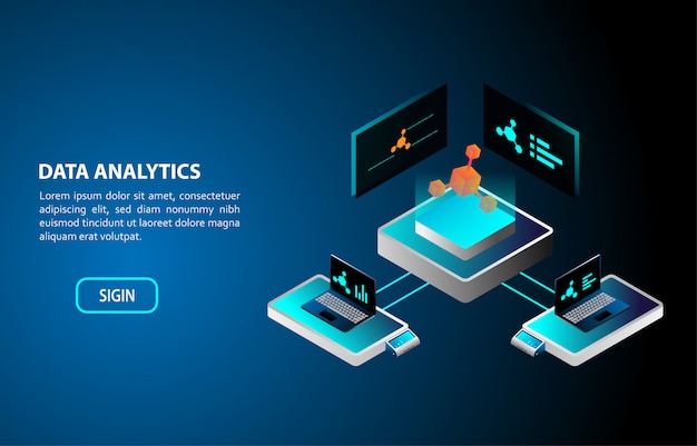 Data Analytics Concept Isometric Design Premium Vector 1149