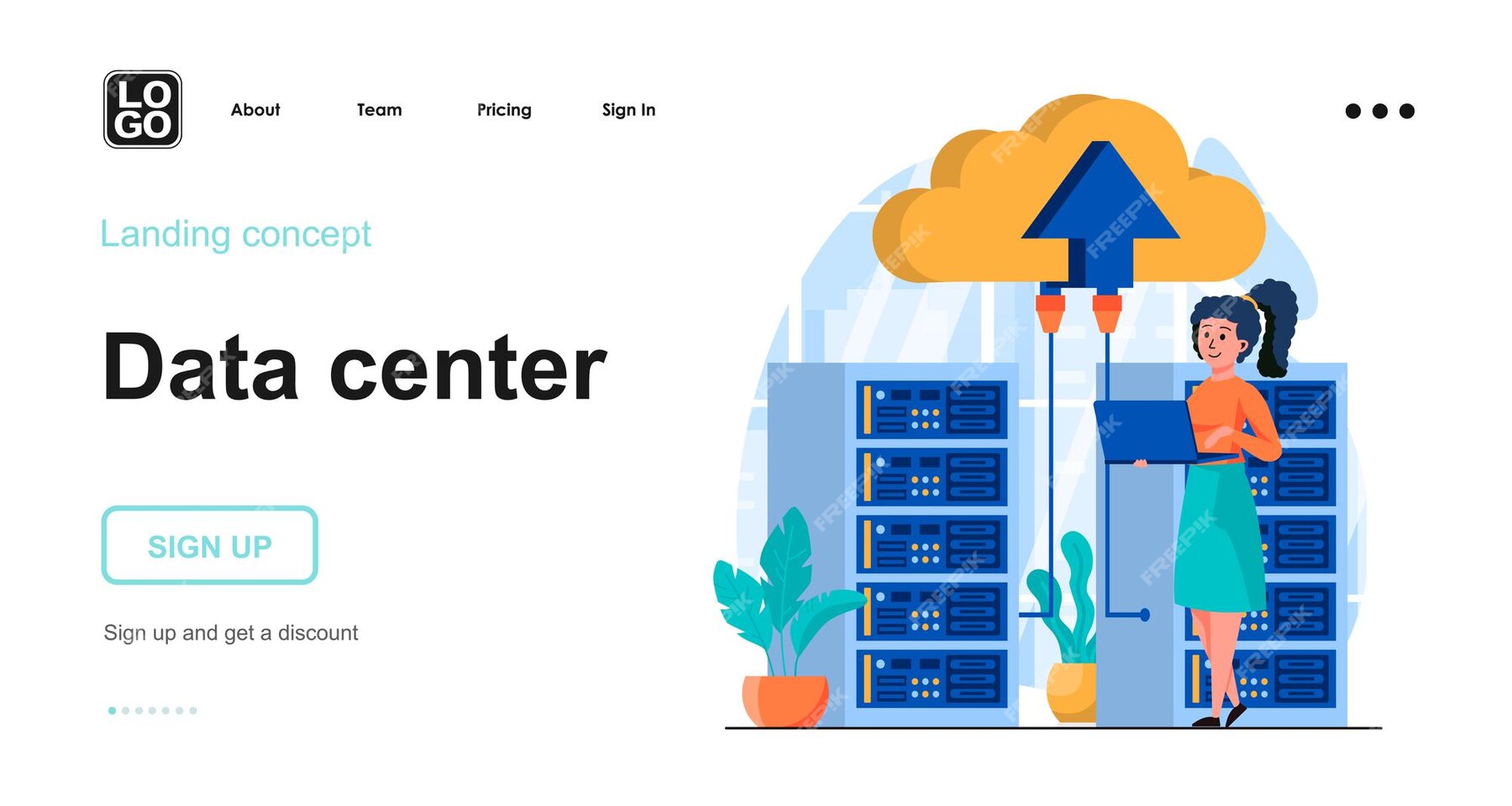Premium Vector | Data center flat design concept