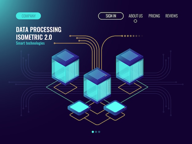 Data processing concept, server room, web
hosting concept, abstract technology objects