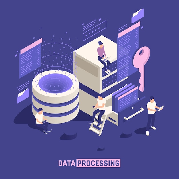 Data processing isometric illustration Premium Vector