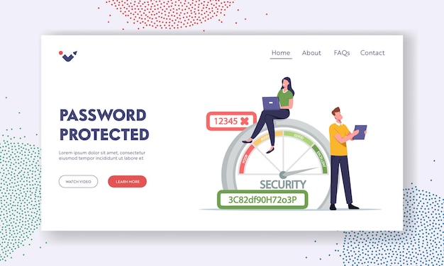 Premium Vector | Data protection landing page template. woman with ...