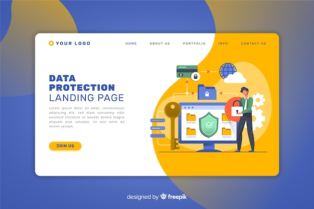 Data protection landing page Free Vector