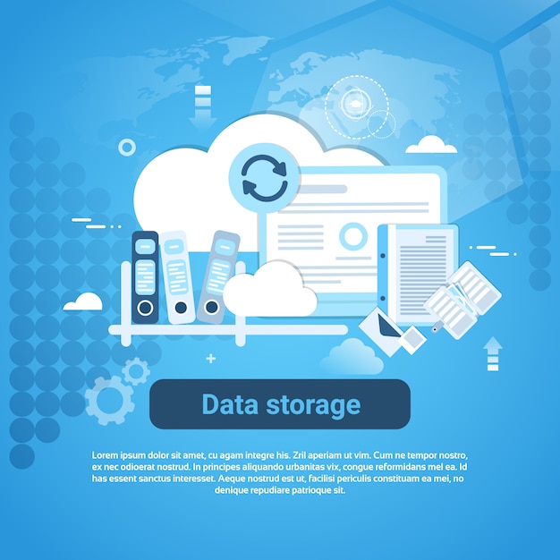 Data storage web banner with copy space Premium Vector