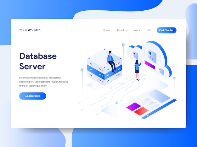 Database server isometric for website page Premium Vector