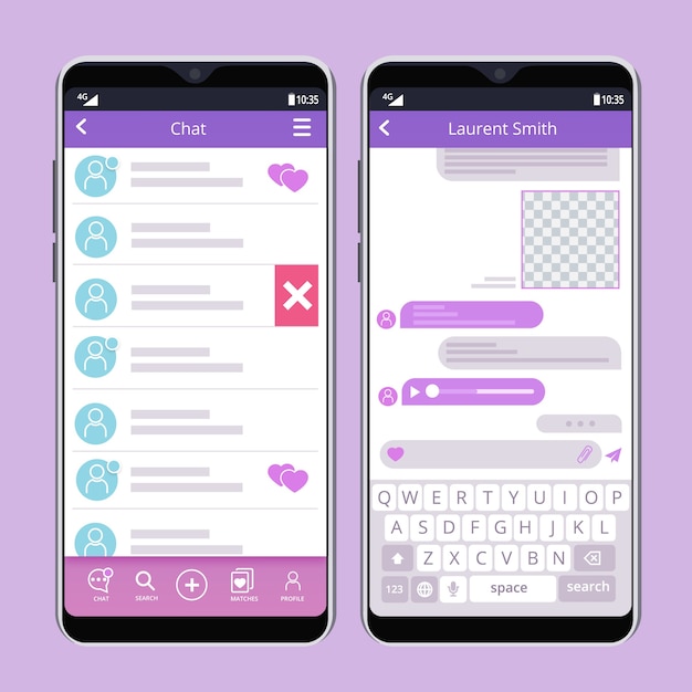 Dating app chat interface for phone | Free Vector