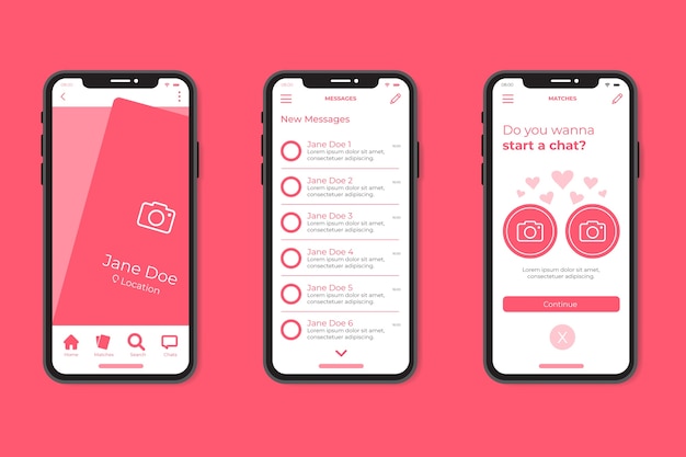 Dating app interface concept | Free Vector