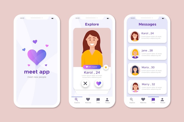 Dating app interface concept | Free Vector