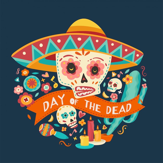 Premium Vector | Day of the dead, dia de los muertos illustration.