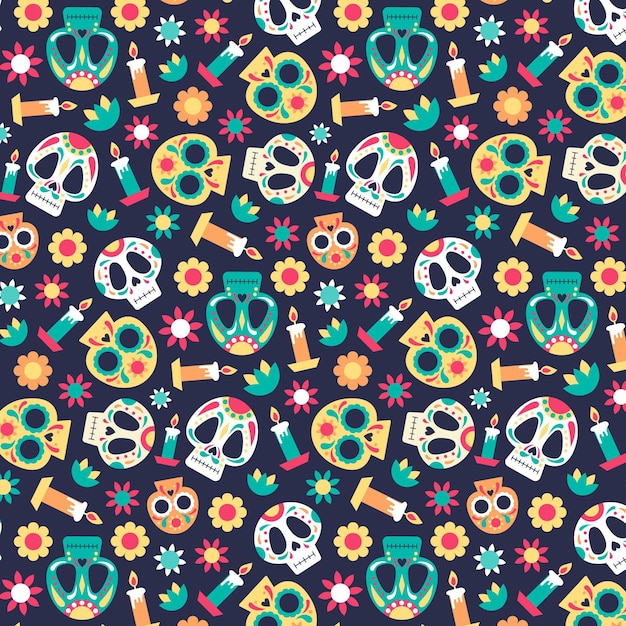 Free Vector | Day of the dead pattern concept