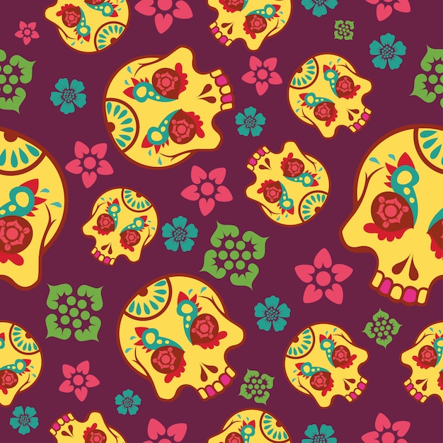 Day of the dead pattern Vector Premium Download