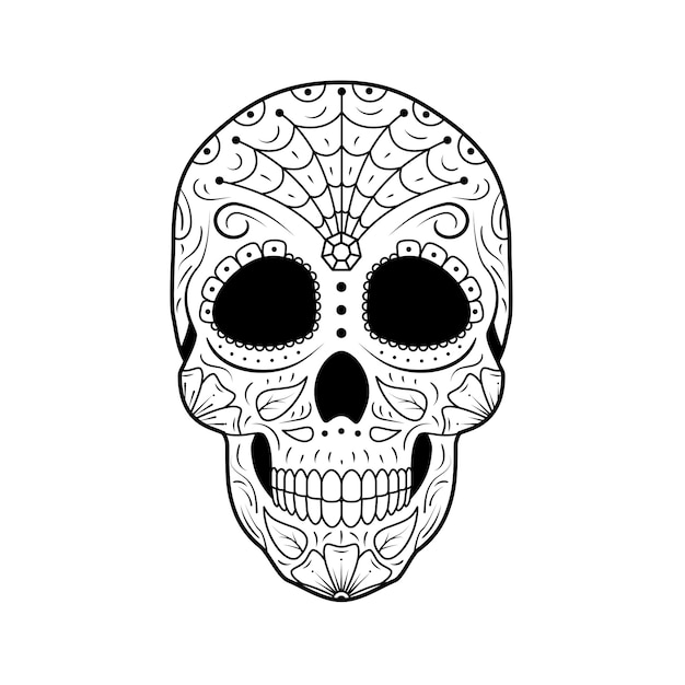 Premium Vector | Day of the dead sugar skull with detailed floral ...