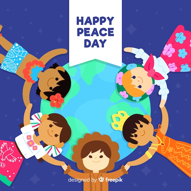 Free Vector | Day of peace composition with flat children