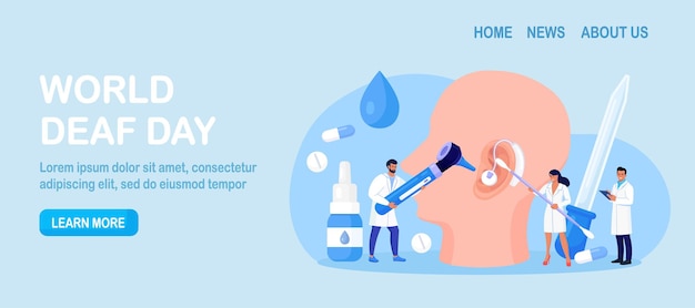 Premium Vector Deafness Hearing Loss Doctors Check Health Of Ear Hearing Organ Deaf
