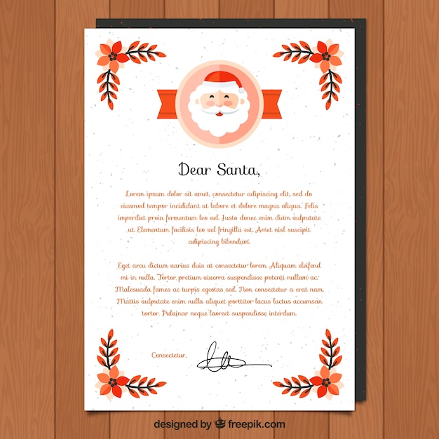 親愛なるクリスマスのサンタの手紙テンプレート 無料のベクター
