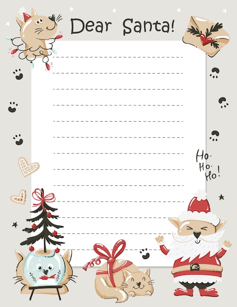 Premium Vector | Dear santa letter template