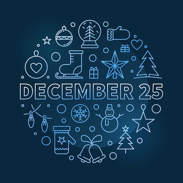 Premium Vector December 25th round illustration