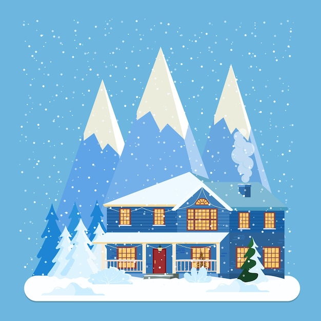 Premium Vector | Decorated building for new year eve