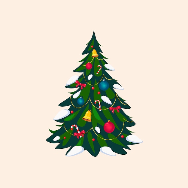 Premium Vector | Decorated christmas tree, vector illustration in flat ...