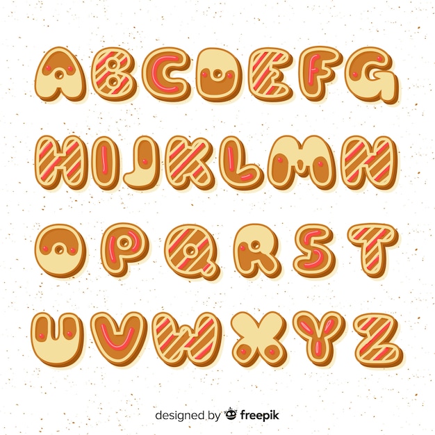 Decorated gingerbread alphabet | Free Vector