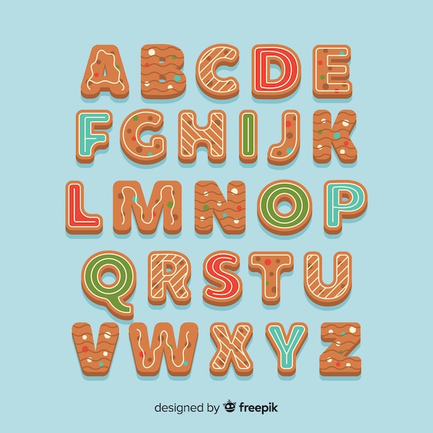 Free Vector | Decorated gingerbread alphabet