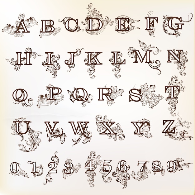 Premium Vector | Decorative alphabet design