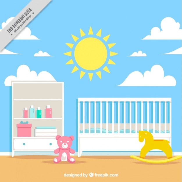 Download Free Vector | Decorative baby room with white furniture